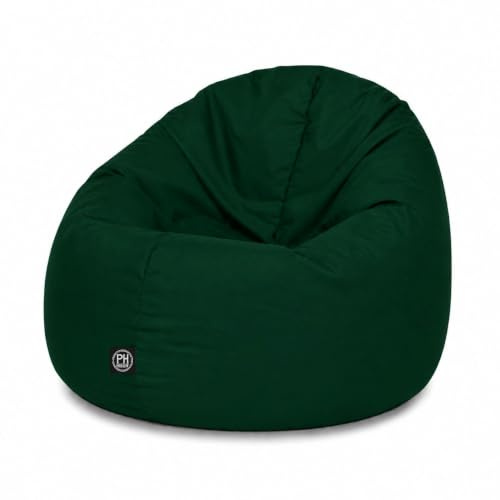 PATCH HOME Sitzsack 2 in 1 Sitzkissen Bodenkissen für Erwachsene & Kinder - Gaming mit Füllung Kissen Sessel BeanBag (Ø 125cm, Dunkelgrün)