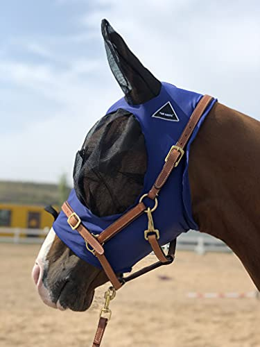 TGW Riding Super Fit Pferdefliegenmaske Pferde Fliegenmaske Horse Fly Mask (M, Navy Blue)