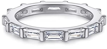 Aotiwe Deko Ring Silber, Schmuck Damen Vintage Runden Silber mit Rechteckig Zirkonia Größe 54 (17.2) für Valentinstag
