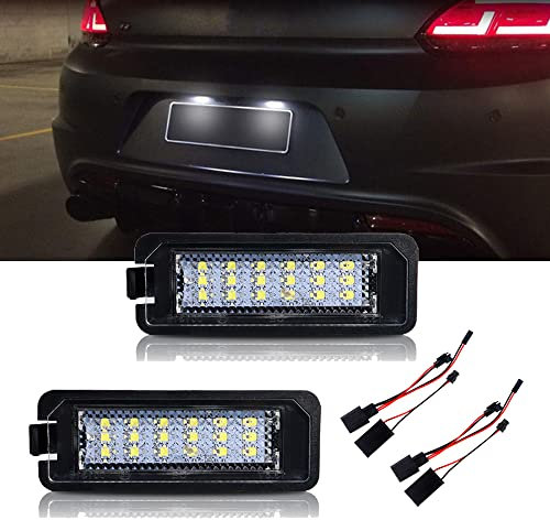 Bynome LED License Number Plate Light Lamps 18 SMD Bulbs For VW Golf MK4 MK5 MK6 Passat Polo CC Eos Scirocco (Pack of 2,White)