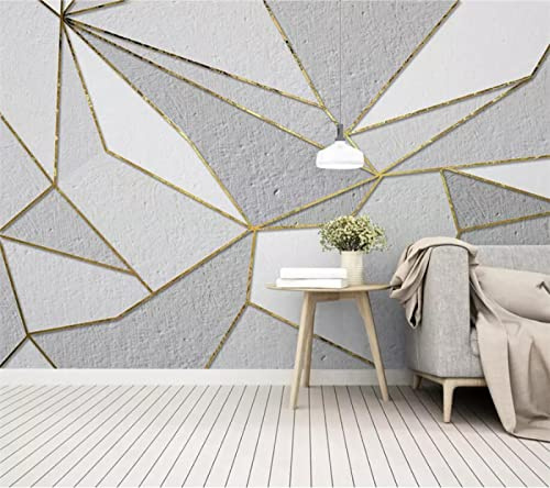Carta Da Parati Personalizzata Fotomurali 3D Personalità Minimalista Nordica Carta Da Parati Astratta Geometrica In Oro Tv 400Cm(W)×280Cm(H)
