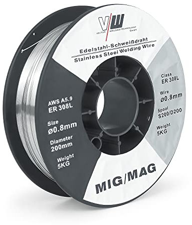MIG MAG Schweißdraht ER308L - Edelstahl - Drahtrolle D200/S200-5kg - 0.8mm Durchmesser - VECTOR WELDING