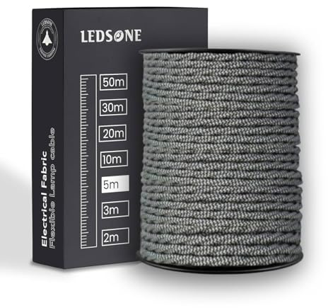 5M / 16.4FT Black and White Braided Flex Cable, 18awg Vintage 2 Core Rope Twisted Fabric Wire Industrial Electrical Wire Lighting Cable Lamp Cord for DIY, Pendant Lights Lighting Appliances