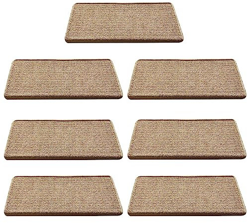 Treppenstufen Matten Eckig Einzeln, Stufenteppich Selbstklebend Sisal Erscheinungsbild Anti Rutsch, Carpet Stair Treads Mats für Hartholzböden, Stufenmatten Innen für Kinder äLtere und Hunde ( Color :