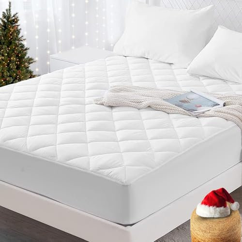 Imperial Rooms King Size Mattress Protector 30cm Deep Fitted Stretch Skirt Mattress Cover– Adjustable Mattress Pad Shrink Resistant Anti-Allergy Quilted Bed Cover (150 x 200 cm)