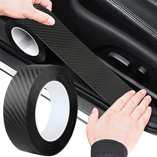 Kohlefaser Einstiegsleisten Aufkleber Schwarz – Selbstklebende Lackschutzfolie für Autotürschutz und Stoßstange (5 cm x 10 m)