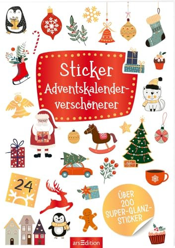 Sticker Adventskalenderverschönerer: Über 200 Super-Glanz-Sticker | Glitzernde Dekosticker für den Advent
