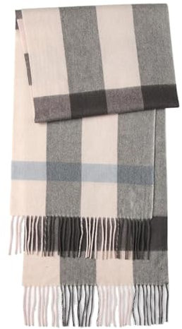 Damen Wolle Strickschal Classic Plaid Schal Unisex Winter Warm Knottable Schalldämpfer, pinkes Karomuster, One size