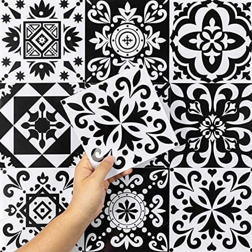 Hode Klebefliesen Küche Bad Selbstklebende Fliesen Klebefolie | Schwarz 15x15cm 50 Pcs Küchenrückwand Fliesen Selbstklebend Fliesensticker Badezimmer Fliesenoptik