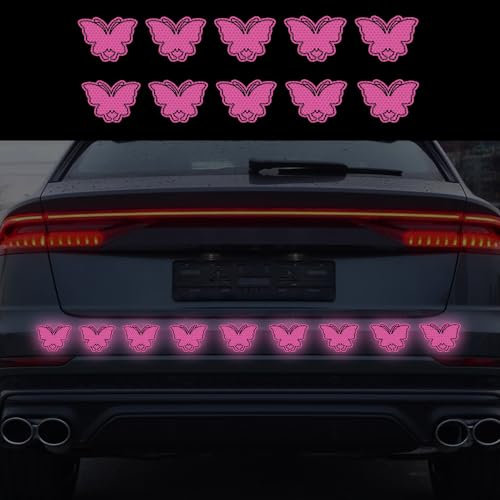 Leniutor 10 Stück/Set Schmetterling Vinyl Aufkleber für Autos, hohe Intensität Reflektierende DIY Aufkleber für Fenster Stoßstange Laptop Auto Decals Wasserdicht Auto Aufkleber (Lila)