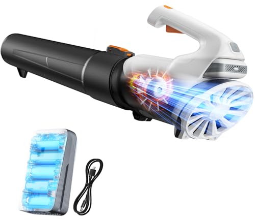 Litheli 20V Cordless Leaf Blower Battery Powered Leaf Blower, 2.0 Ah Battery Lightweight 2 Speed Mode Electric Blowers for Lawn Care, Patio, Snow, Dust, Blowing Leaves