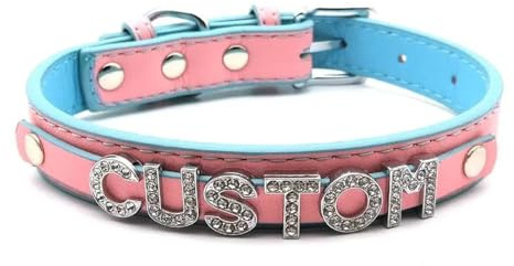 Modische Buchstaben-Lederhalskette – Cosplay, Rosa, Blau, Gemischte Halskette, Lederhalsband, Individueller Namenshalsband Für Männer Und Frauen, Diy-Strass-Buchstabenhalsband, Geschenke Für Freu