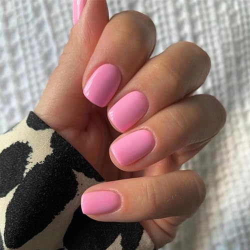 24 Stück Nägel Zum Aufkleben - Press on Nails mit Kleber, Kunstnägel Fake Nails für Nails Art,Schöne Square French Fingernägel (Pink)