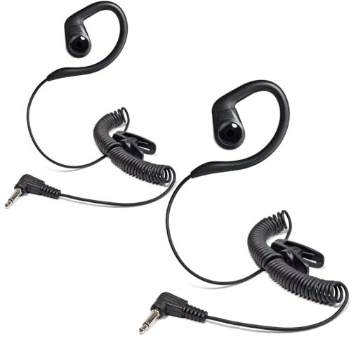 HYSHIKRA Micro-Casque à Tube enroulé Universel avec connecteur 3.5 mm | Écouteur « écoute seule » avec crochet d'oreille réglable pour radios bidirectionnelles Motorola, Kenwood, Icom, Yaesu