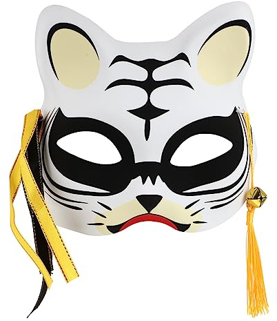 Masque Demi-Visage Tigre Lumineux Blanc pour Fête Cosplay Adulte Unisexe | Accessoire de Costume Chic et Unique, Design Brillant Facile à Porter, pour Bars et Soirées