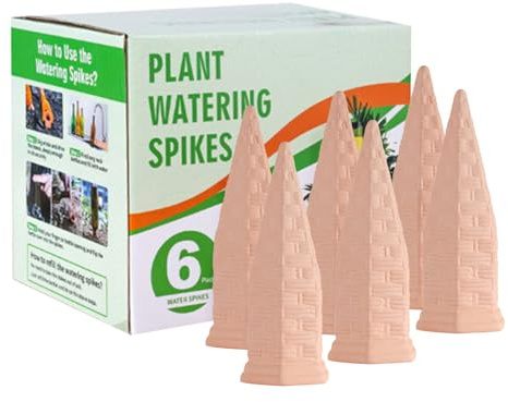 CHSEEO Lot de 6 Oyas a Planter Terre Cuite, Auto-arrosantes en Ollas Terre Cuite, Cône en Argile d’arrosage, Goutte-Gouttes Automatiques pour Plantes en Pot D'intérieur, Marro