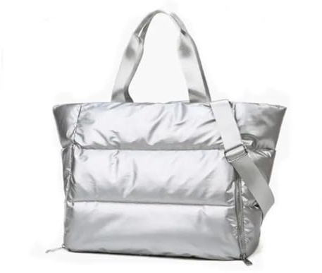 Generisch Multifunktionale Sport- & Yoga-Tasche mit Yoga-Matte Halterung – Ideal für Fitness, Pilates & Freizeit – Vielseitige Reisetasche für Damen, Großes Fassungsvermögen, Wasserabweisend (Silber)