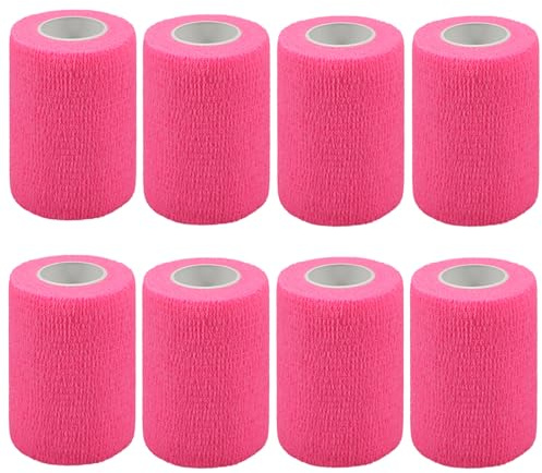 Nutoko 8 Rolls Venda Cohesiva Venda Cinta Bendaje Adhesiva 7.5CM X4.5M Vendaje Autoadhesivo Deportiva Tape Elástico Adhesiva Impermeables Cinta Autoadhesiva para Pie, Rodillas Esguinces (Rosa)