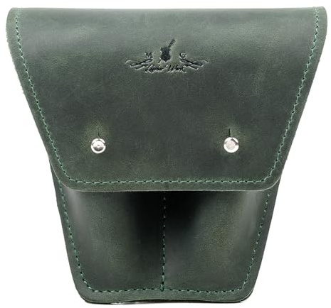 MG Leather Work Posaune/Euphonium Doppel-Mundstücktasche – grünes Leder – Posaune & Euphonium Zubehör