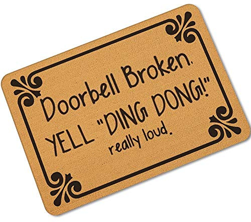 xinbai Welcome Mats for Front Door Outdoor Doorbell Broken Yell Ding Dong Really Loud Doormat Rubber Heavy Duty Backing Mat for Home Decor Indoor40*60cm