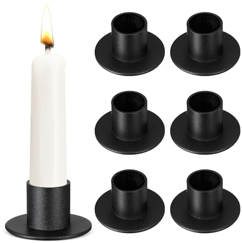 Gulfmew 6 Stück Stabkerzenhalter Kerzenhalter für Stabkerzen Weihnachten Kerzenständer für Tischkerzen Tafelkerzen Kerzeneinsatz Kerzenhülsen aus Metall für Wohn Esszimmer Raumdekoration(Schwarz)