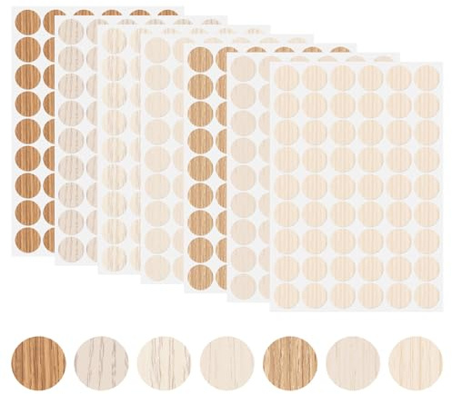 sourcing map 7 Sheets Screw Hole Covers Stickers 21mm 54 in 1 Self Adhesive Screw Covers Caps Waterproof Dustproof Sticker PVC for Wall Cabinet Desk Screws Furniture Repairing, 7 Colors