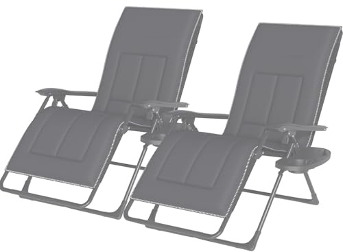 DELONGKE Liegestuhl Klappbar mit Getränkehalter, Sonnenliege Klappbar Gartenliege Wetterfest, Sonnenliegen Relaxliege Verstellbare Rückenlehne, bis 160kg, Liegestuhl für Balkon Garten (2 Stücke)