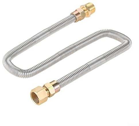ZAMETTER Tuyau de gaz ondulé en acier inoxydable de 61 cm avec adaptateurs en laiton pour barbecue extérieur