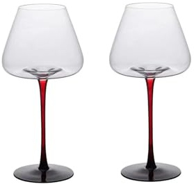 Dos Copas de Vino Tinto de Tacto Suave y altísima pureza. Son cristalinas, Ideales para cumpleaños y Celebraciones Familiares.(Clear,25 * 9 * 7)