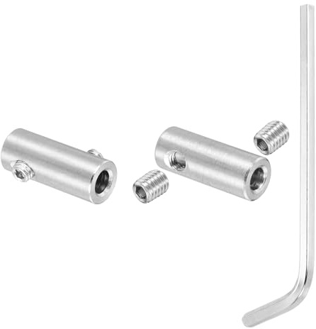 PATIKIL 2 Pezzi Set Di Morsetti Per Cavo In Acciaio Inox 304 Argento | Morsetti A Doppio Foro Con Viti Esagonali M5 E Chiave Per Fissaggio Cavi, Con Foro Da 4mm