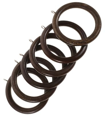 Anillas de Madera para Cortina Clips, 6 Piezas Café