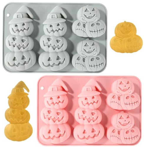 2pcs Moules à Citrouille, Silicone Moule Halloween Citrouille pour Thanksgiving et Réunions de Famille pour Bonbons Chocolats et Biscuits Boulangerie