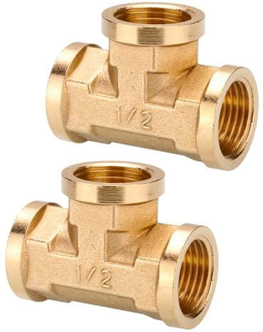 2 raccordi industriali in ottone a T per tubi resistenti alla pressione, connettore a tre vie per applicazioni di carburanti idraulici raccordi idraulici in ottone