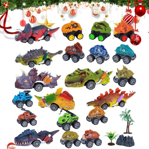 Calendrier De Noël - Calendrier De L'Avent 24 Jours Auto Dinosaure - Jouet Ornemental Festif Pour Fêtes Anniversaires Activités Festival Récompense Vacances Garçons Et Filles 3 Ans Et