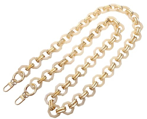 WANYI 100CM Acryl Taschenkette Gold Handykette Dicke Acryl Metallkette Kette für Tasche Ersatz Taschengurte Taschenriemen für DIY Taschen Handtasche Geldbörse mit Gold Karabiner(Aprikose)