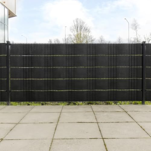 Clôture De Clôture de Confidentialité, Paravents de balcon 10 pcs noir 255x19 cm résine tressée Panneau Grillage Rigide pour l'artisanat, la protection du jardin, les enceintes d'oiseaux