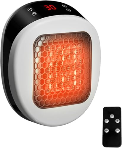 ZUSKYZU Portable Plug In Space Heater, 600W, Small Wall Heater for Indoor Use, Remote, 12H Timer, ECO Mode, Overheat Protection, Fast and Safe Heat for Bathroom Office Bedroom Home