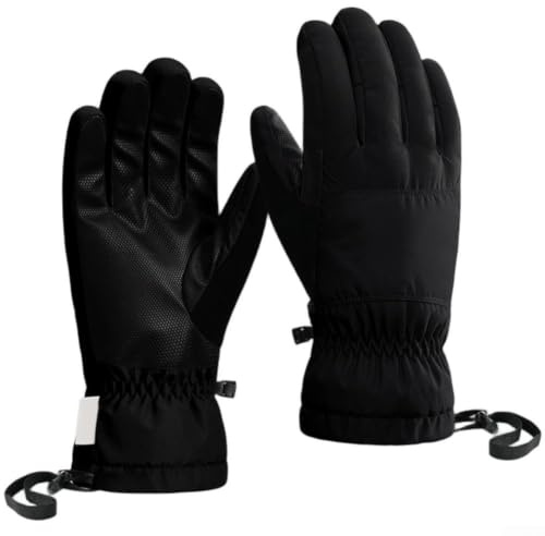CARMOTTER Thermo-Handschuhe, Winter, warm, winddicht, wasserabweisend, Touchscreen-Handschuhe, Softshell-Outdoor-Handschuhe zum Skifahren, MTB, Reiten, Größe L (Schwarz, S)