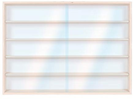 Alsino Nagellack Regal Holz Aufbewahrung Vitrine Unbehandelt Setzkasten mit Scheibe V-32 Kosmetik, Größe: 60 cm x 6 cm x 52 cm