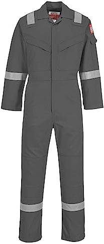 Portwest FR50 Herren Reflektierende Flammenbeständige FR-Antistatische Overallbogen-Beweis-Overalls 350g Grau, XXL
