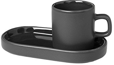 Blomus - Set di 2 tazze da caffè in gres porcellanato, capacità 50 ml, eleganza semplice, lavabili in lavastoviglie, (altezza x larghezza x profondità): 6 x 7,5 x 5 cm, verde agave 63714