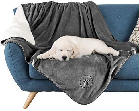 Waterproof Pet Blanket Collection– Reversible Throw Protects Couch, Car, Bed from Spills, Stains, or Fur – Dog and Cat Blankets by PETMAKER Dark Gray Large