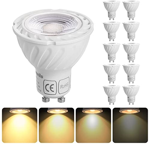 DEWENWILS GU10 LED Bulbs Warm White 2700K, 5W Dimmable GU10 LED Bulbs, 38° Beam Angle, 350LM Energy Saving Light Bulb for Kitchen, Bathroom, 10 Pack