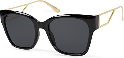 styleBREAKER Damen Oversize Sonnenbrille Rechteckig Metall | Breite Bügel, robuster Kunststoff-Rahmen, statische Nasenauflage. Polycarbonat-Gläser mit Verlaufstönung, UV 400 (Kat. 3).