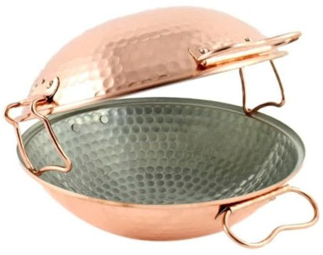 Mali's C20017 - Cataplana, Padella in rame martellato interno stagnato – Forno, tutti i fuochi, tranne induzione, Ø 24 cm