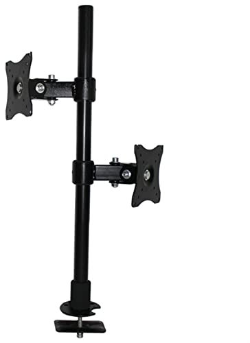 Monitor Support Dubbel Lcd Monitor Desk Mount Stand Heavy Duty Stacked, Justerbar Desk Mount Bracket med perforerad bas, håller vertikala 2 skärmar upp till 27 tv -dörr