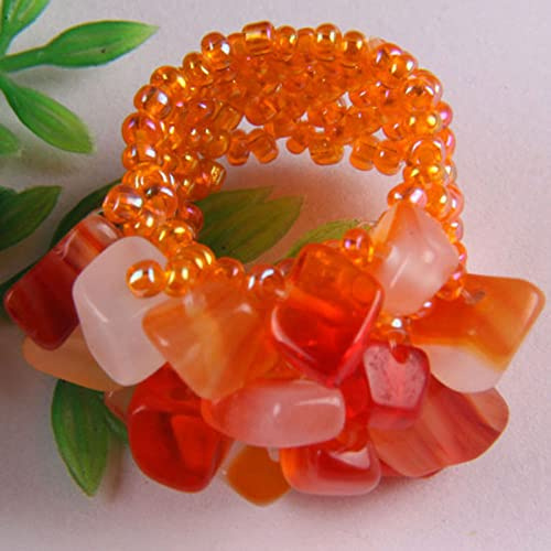 Verstellbare Ringe, natürlicher roter Achat-Ring, Bungee-Schnur, Perlen, unregelmäßiger Ring, verstellbarer offener Ring für Frauen, 7 Chakra-Reiki-Edelsteinringe, Ewigkeitsring für Frauen und Mädchen