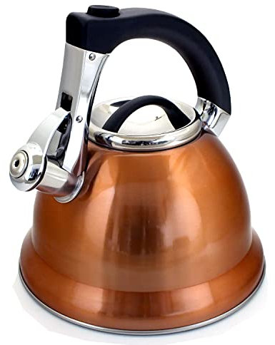 Voche® 3 Litre Stainless Steel Whistling Stovetop Kettle with a Copper Finish and Easy Grip Handle