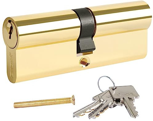 DIDA® 100mm Euro Barrel Lock 50/50 Door Barrel Lock with Key UPVC Door Lock Barrel Profile Lock with 3 Keys Anti-Pick Anti-Bump Anti-Drill Euro Cylinder Lock High Security Nickel BS EN 1303:2005 G