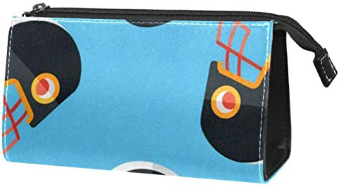 Grande borsa per trucchi con cerniera, impermeabile, organizer per cosmetici da viaggio per donne e ragazze,Fumetto del casco di football americano